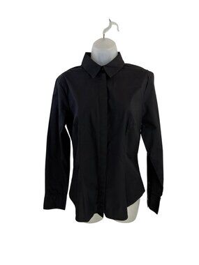 Mango Black Long Sleeve Button Down Shirt Size Large